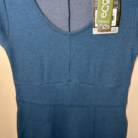 NWT Toad & Co Eco Tomboy Dress Small Inky Teal Cap Sleeve Pockets - Picture 3 of 12